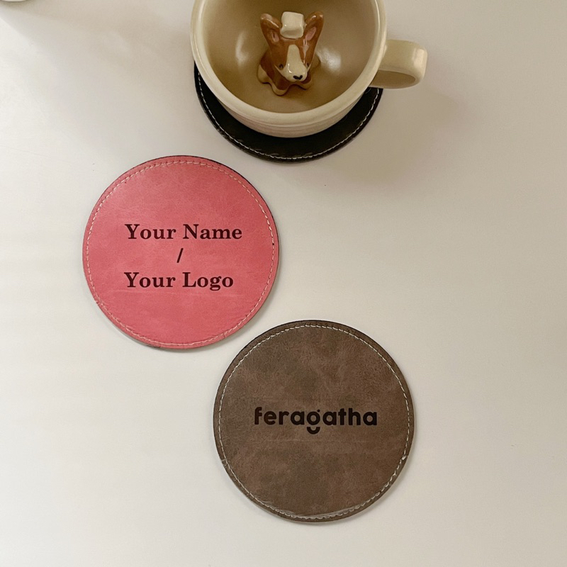 Jual Feragatha Custom Leather Coaster Tatakan Gelas Kulit Shopee