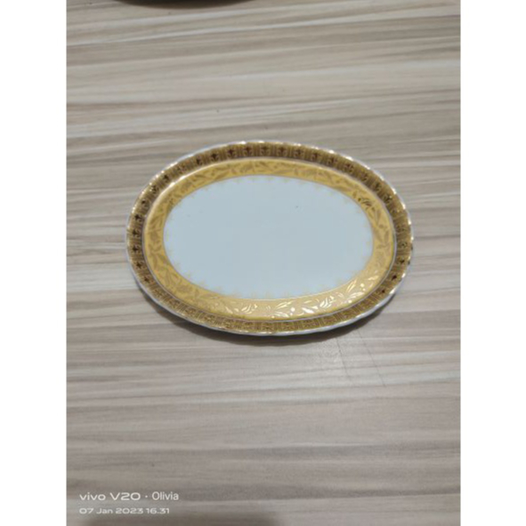 Jual Piring Oval List Gold Keramik Kuno Jadul Antik Shopee Indonesia