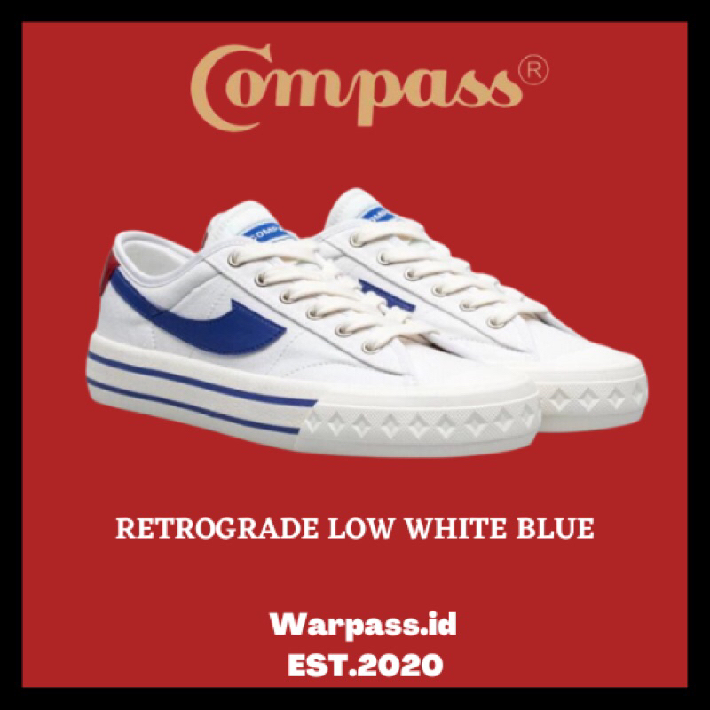 Jual Sepatu Compass Retrograde Low White Blue Original Bnib