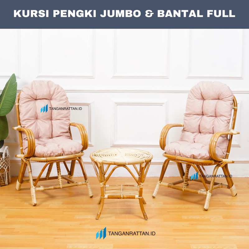 Jual KURSI TERAS PENGKI ROTAN DAN BANTAL FULL UNTUK DEWASA KURSI