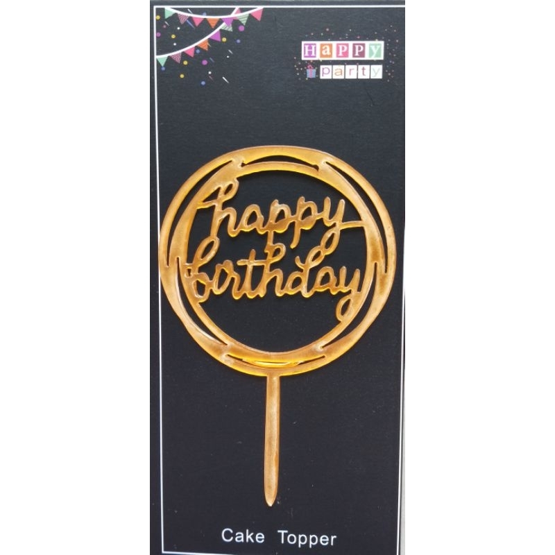 Jual Cake Topper Happy Birthday Gold Topper Cake Dekorasi Kue Ultah