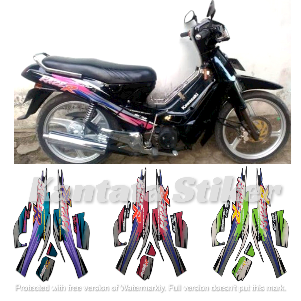 Jual STIKER STRIPING LIS LES BODY MOTOR KAWASAKI KAZE R 1997 STANDAR