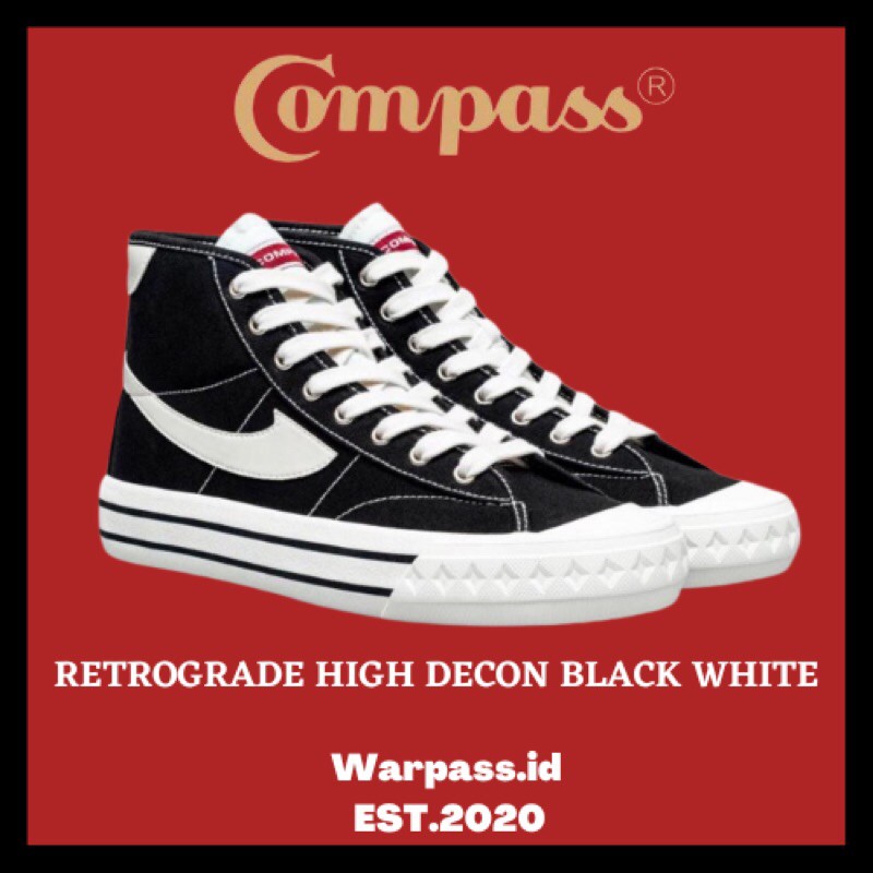 Jual Sepatu Compass Retrograde High Decon Black White ORIGINAL 100