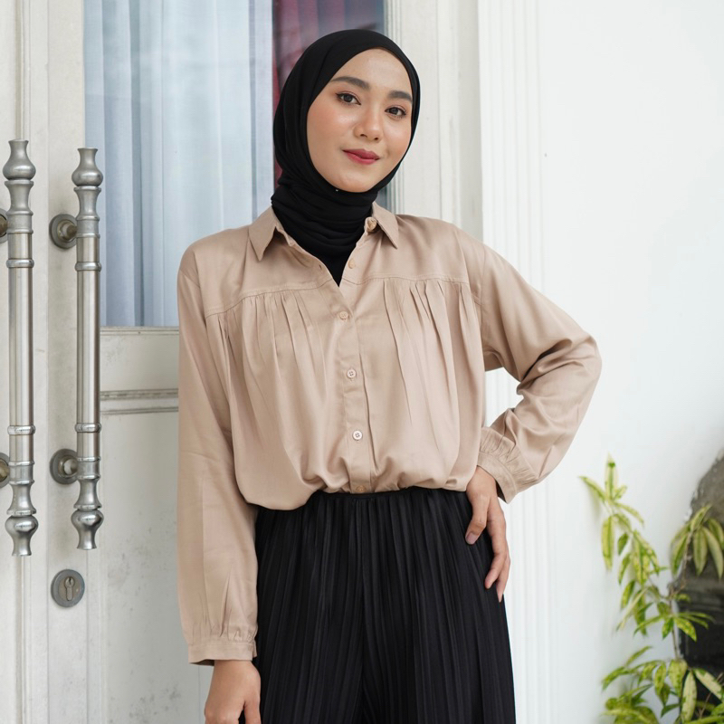 Jual ZANITHA SHIRT Kemeja Basic Rayon Twill Kerut Oversize Adem Halus