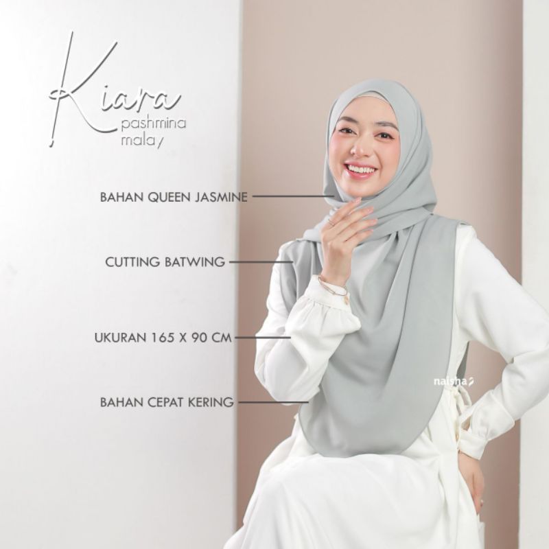 Jual Naisha Hijab Kiara Pashmina Malay Queen Jasmine Texture Premium