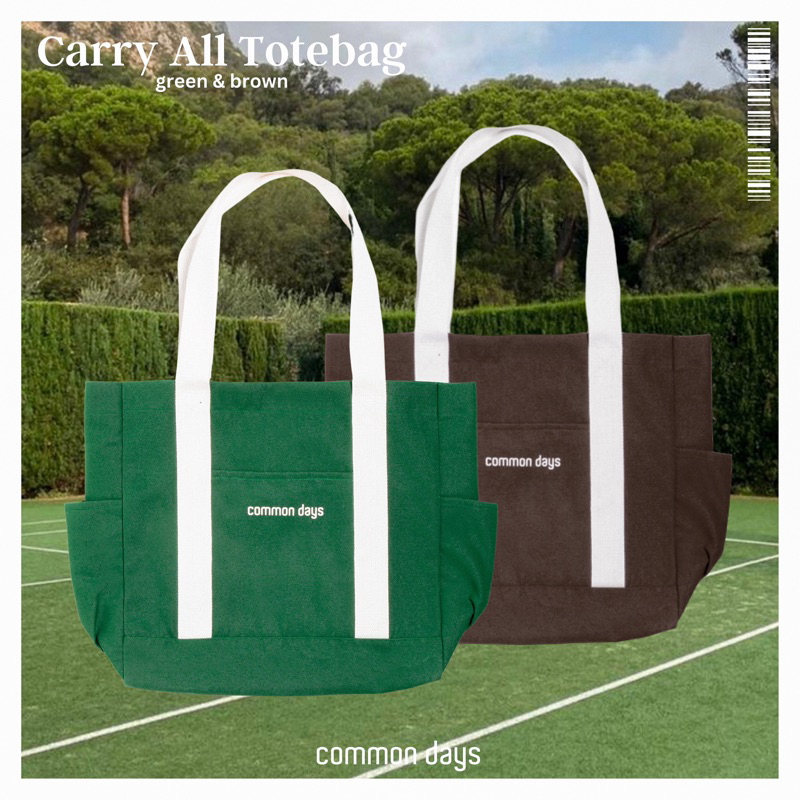 Jual Carry All Canvas Totebag Green Brown Tote Bag Kerja Hijau