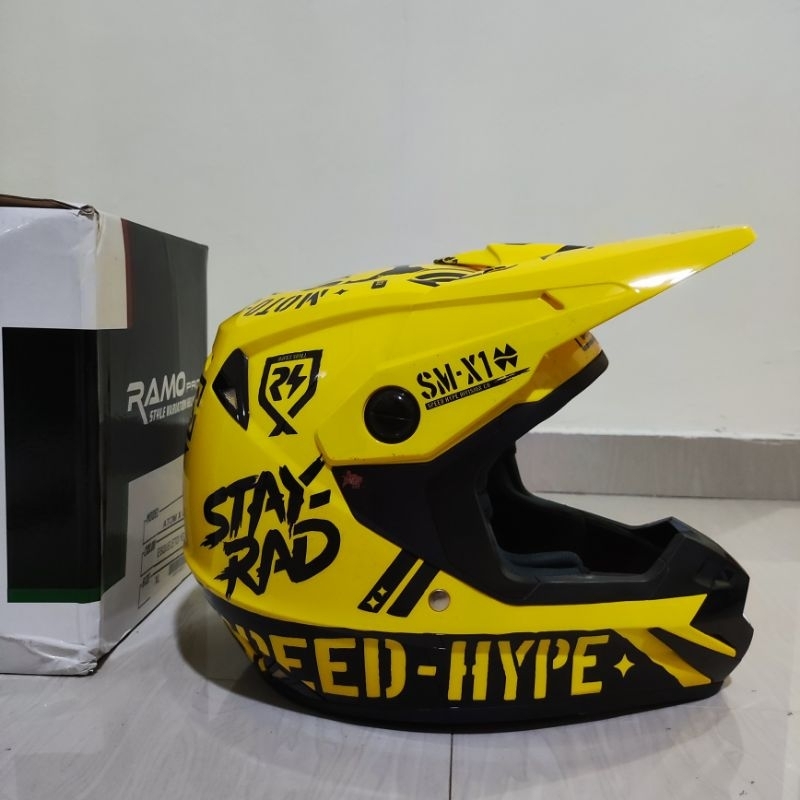 Jual Helm Cross Orca RSV ATOM X ORCA Esqueleto Yellow Second Shopee