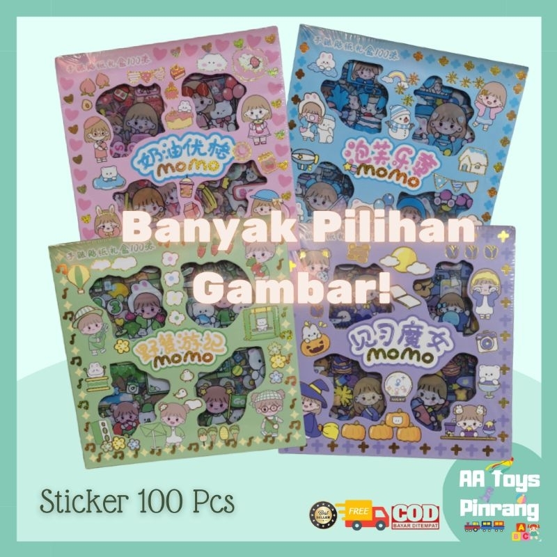 Jual Stiker Box 100 Lembar Stiker Aesthetic Stiker Momo Anti Air