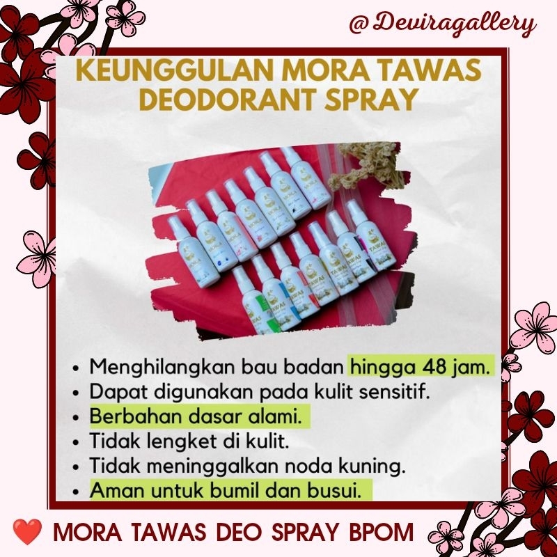 Jual MORA TAWAS DEODORANT SPRAY BPOM ALAMI Shopee Indonesia