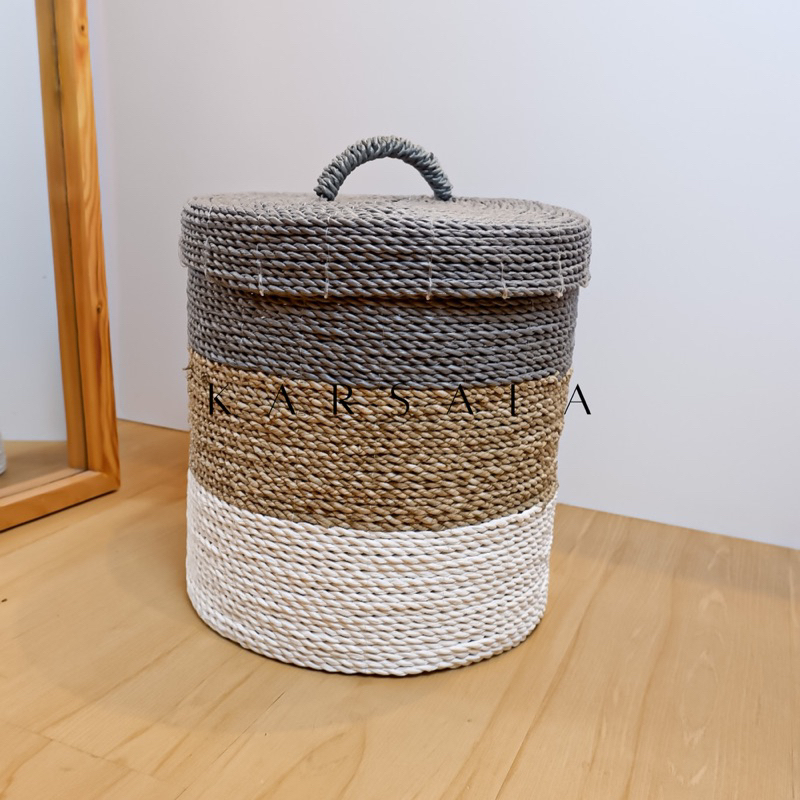 Jual Karsala Zelina Basket Keranjang Laundry Tutup Anyaman Seagrass