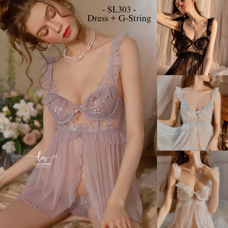 Jual Sexy Lingerie Dress Transparan Wanita Baju Tidur Sexy Lingerie