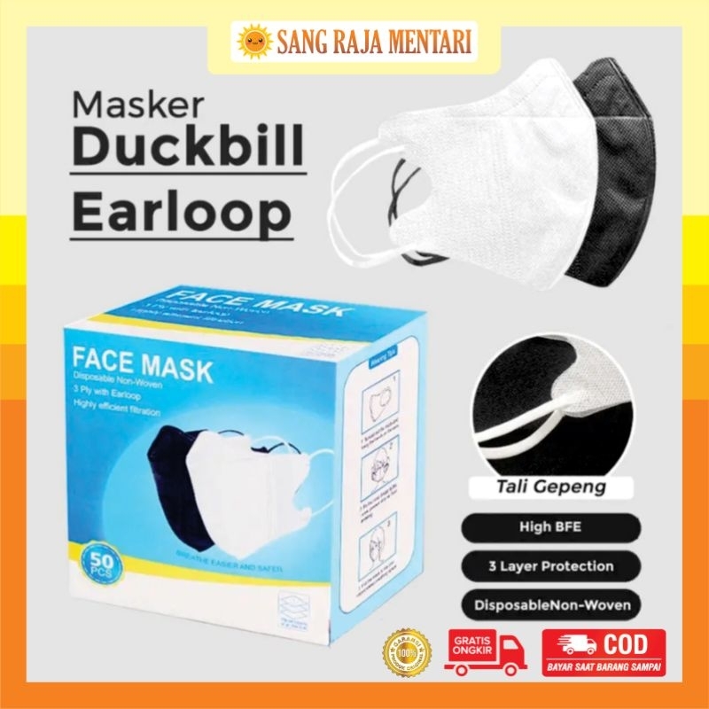 Jual Masker Duckbill Garis Isi Pcs Ply Face Mask Box Hitam Putih