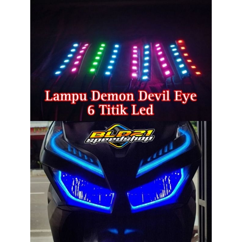 Jual Lampu Led Demon Devil Eye 6 Titik Led Cahaya Terang Motor Beat