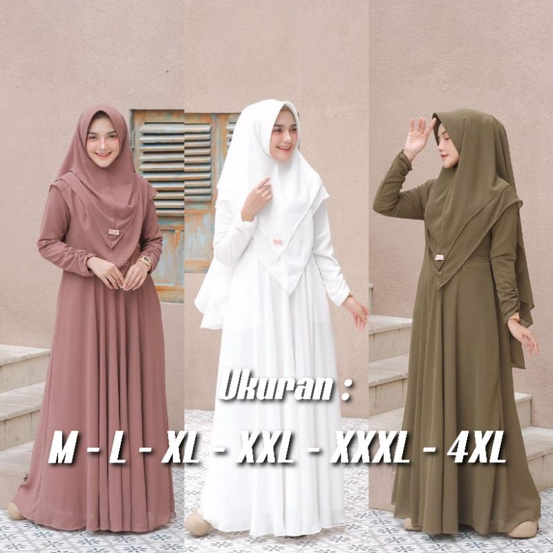 Jual Gamis Syari Ukuran M L Xl Xxl Xxxl Xl Plus Jilbab Layer Polos