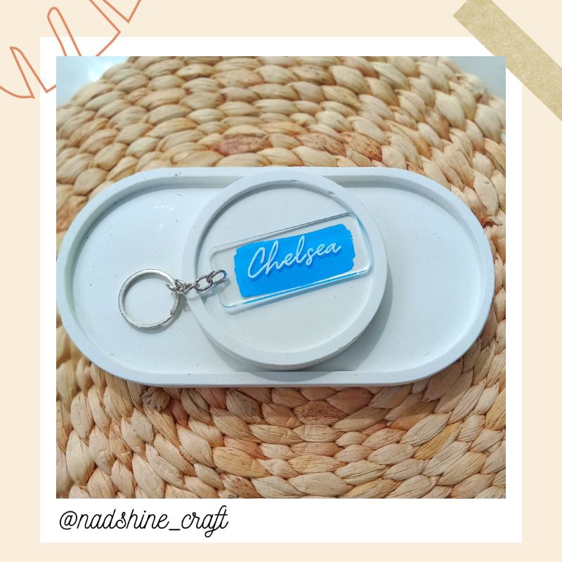 Jual Ganci Akrilik Persegi Panjang Gantungan Kunci Akrilik Lettering