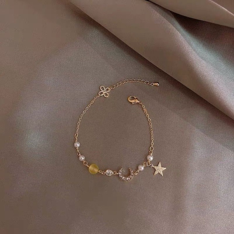 Jual Gelang Fashion Wanita Liontin Bulan Bintang Gelang Aesthetic