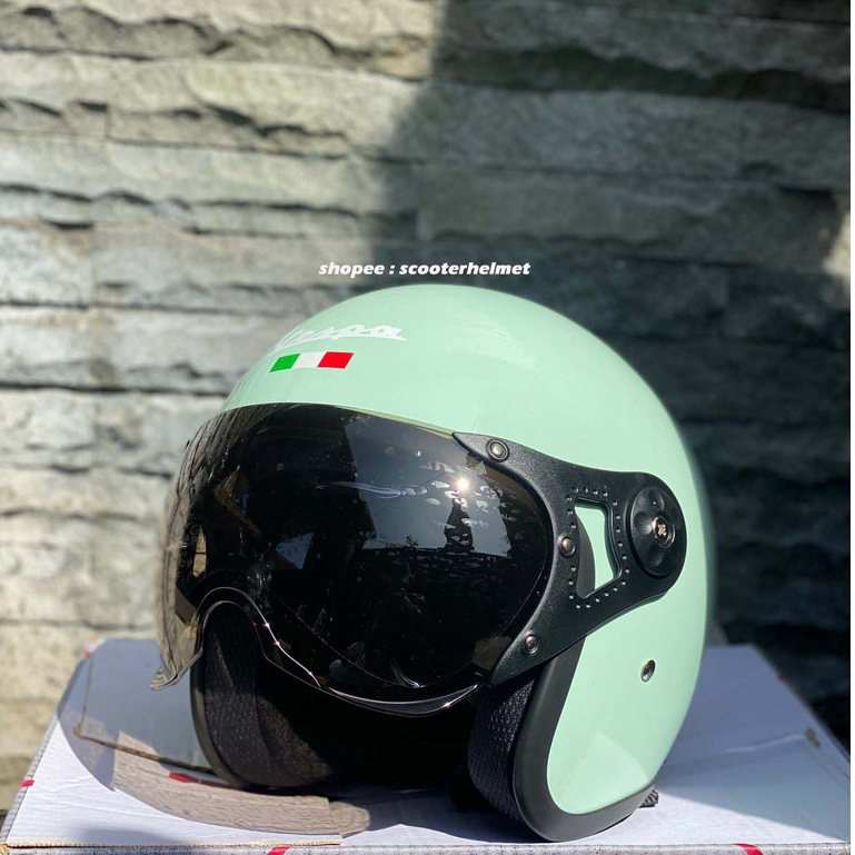 Jual Helm Vespa Green Relax Bendera Italy Murah Shopee Indonesia