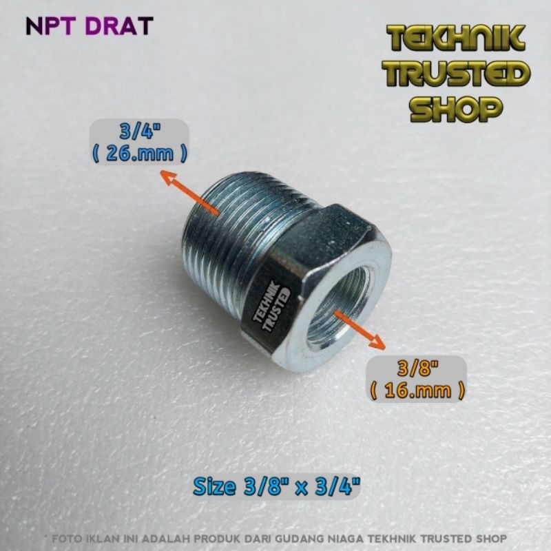 Jual Vlock Ring Nepel Drat Npt Female X Male Flok Bushing