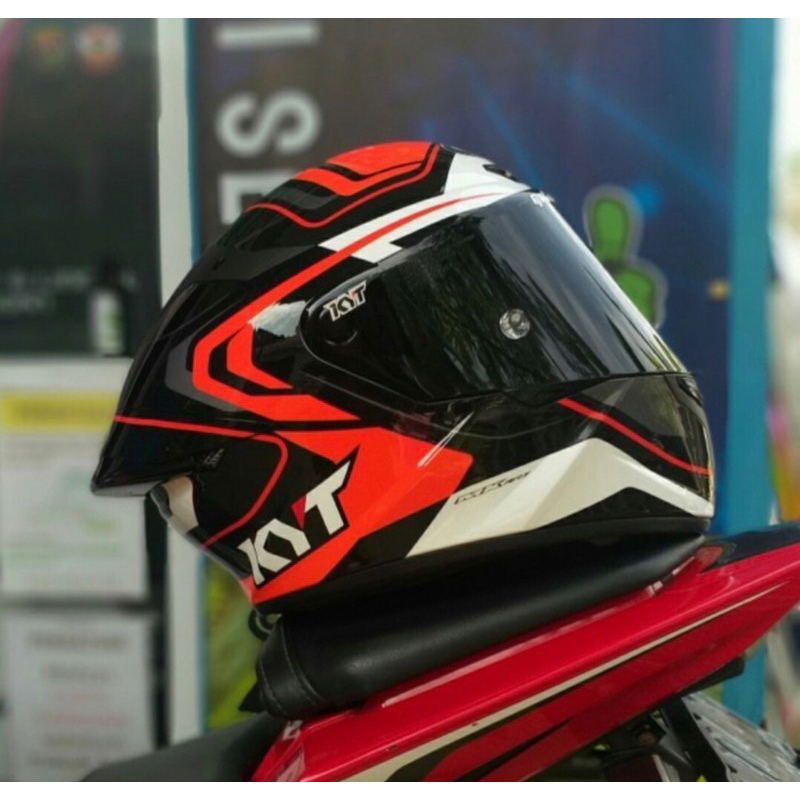 Jual Helm KYT TT Course Overtech Black Orange Fluo Paket Ganteng Dark