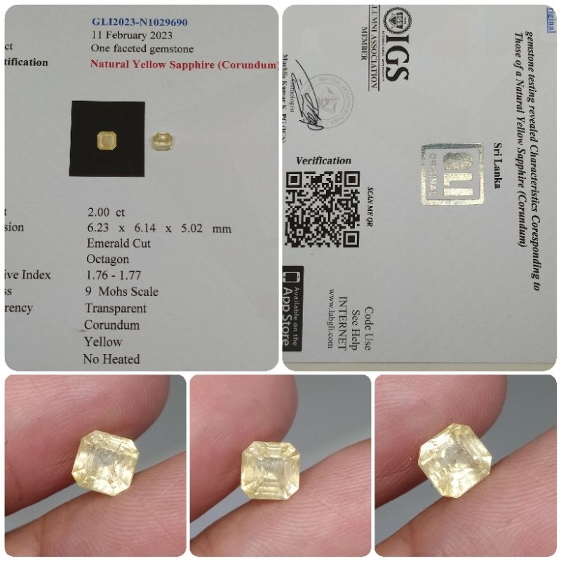 Jual Natural Yellow Sapphire Ceylon Ct Memo Sertifikat Gli Super