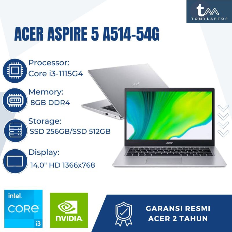 Jual LAPTOP EDITING BARU ACER ASPIRE 5 A514 CORE I3 NVIDIA MX350 RAM