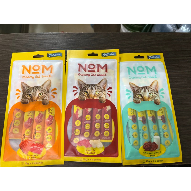 Jual NOM Cat Creamy Treats 4x15gr Cemilan Kucing Shopee Indonesia