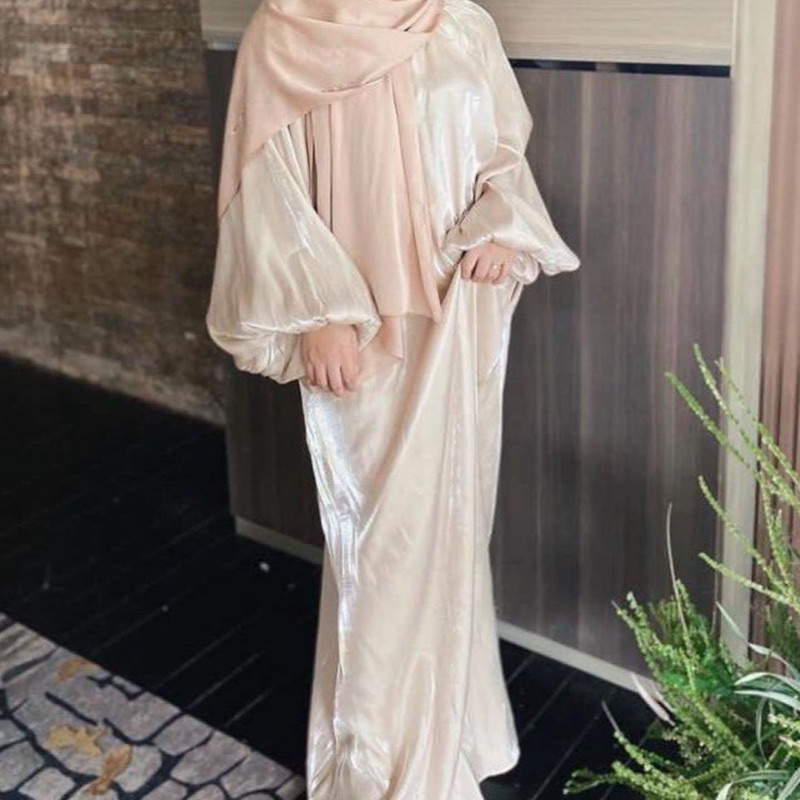 Jual Aurora Abaya Dress Shimmer Turki Malay Satin Silk Sutra Premium