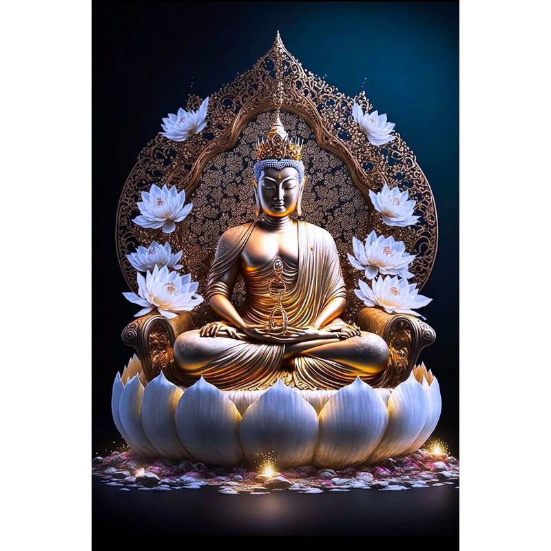 Jual Hiasan Dinding Cetak Patung Buddha Plus Bingkai Real Pict Ukuran