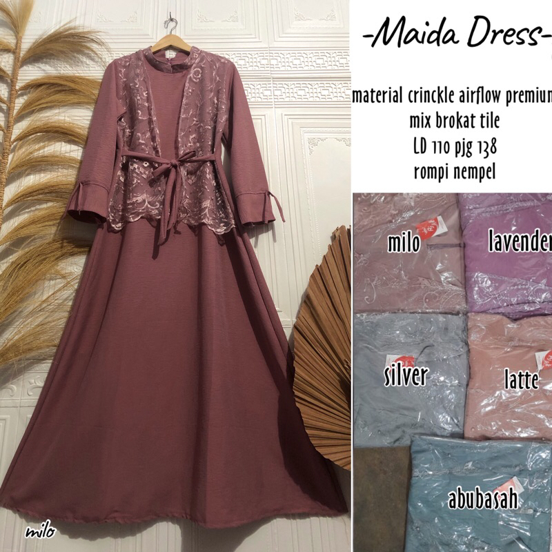 Jual Gamis Brokat Full Tile Belah Dress Pesta Murah Gamis Kondangan