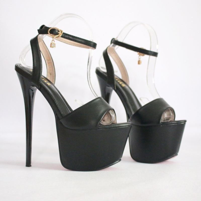 Jual YKshoes 1760 Heels 17cm High Heels Black Heels Beige Strappy