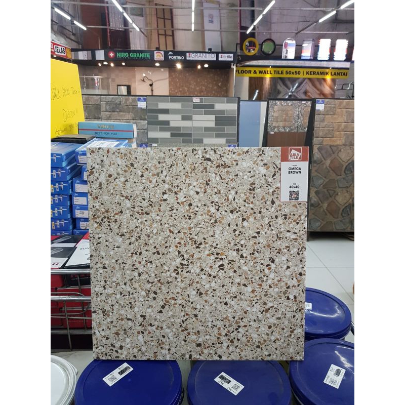 Jual Keramik Lantai Dinding Asia Tile X Omega Motif Terrazzo Matt