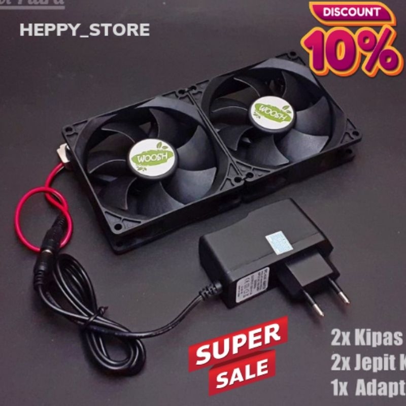 Jual Kipas 12 Volt Double Aquascape Aquarium Cooling Fan Full Set