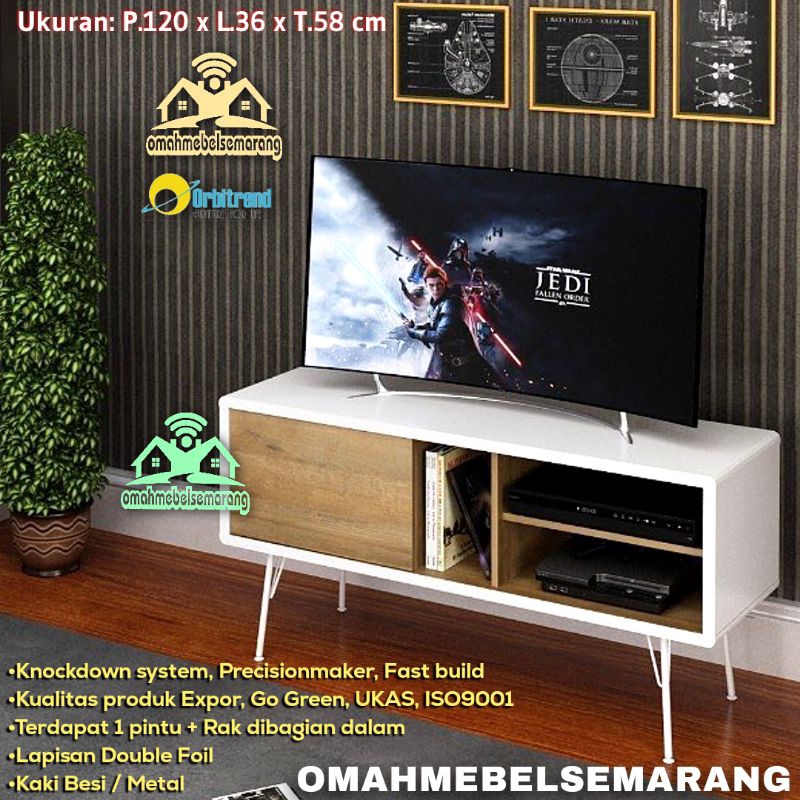 Jual Meja Rak Tv Kaki Besi Orbitrend Gavin Buffet Audio Video Rack