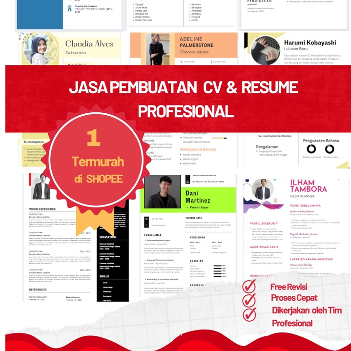 Jual Jasa Pembuatan Cv Curriculum Vitae Resume Profesional Desain