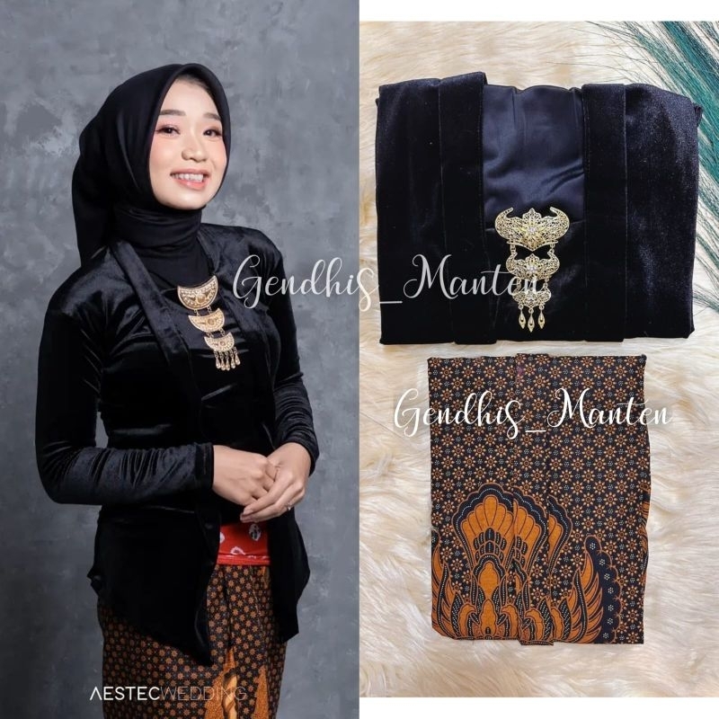 Jual Baju Adat Kebaya Jarik Instan Warna Hitam Truntum Garuda