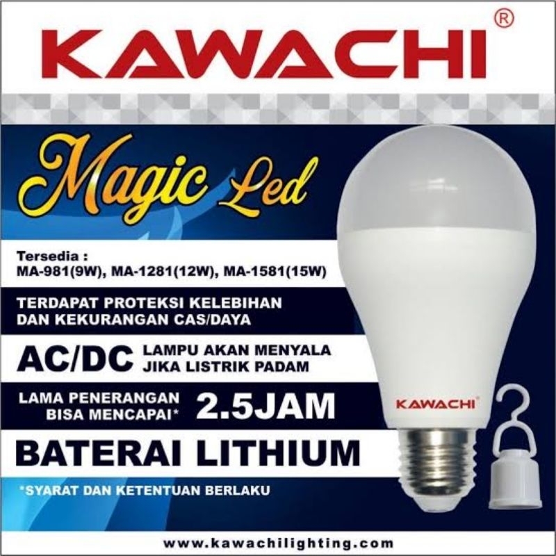 Jual LAMPU EMERGENCY DARURAT LED KAWACHI 9 WATT AC DC ORIGINAL Shopee