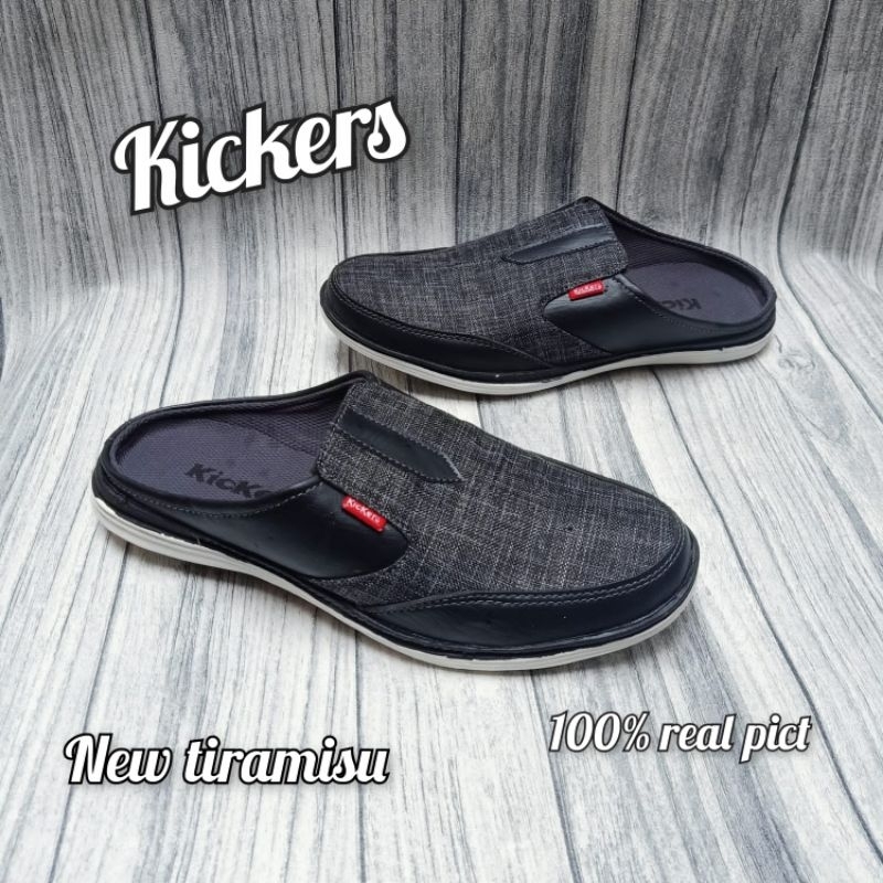 Jual Kickers Kicker Sepatu Pria Slop Cowok Mules Hitam Coklat