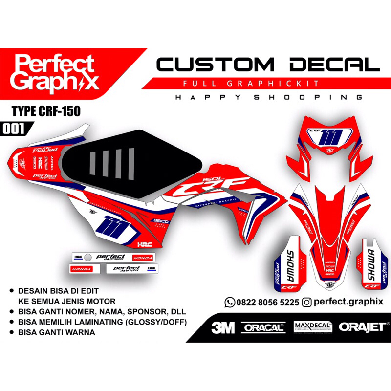 Jual Decal Sticker Striping Crf 150 L Fullbody Decal Crf Merah Bisa