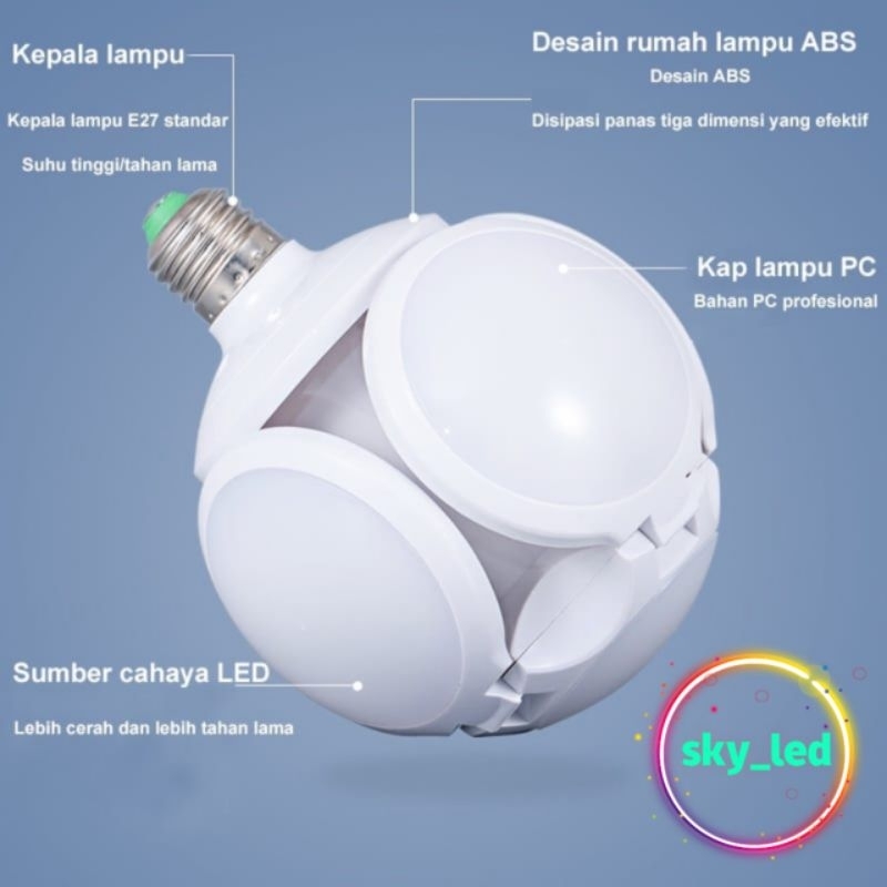 Jual Lampu Bohlam Lipat Model Bola Watt Lampu Foot Ball Ufo Led