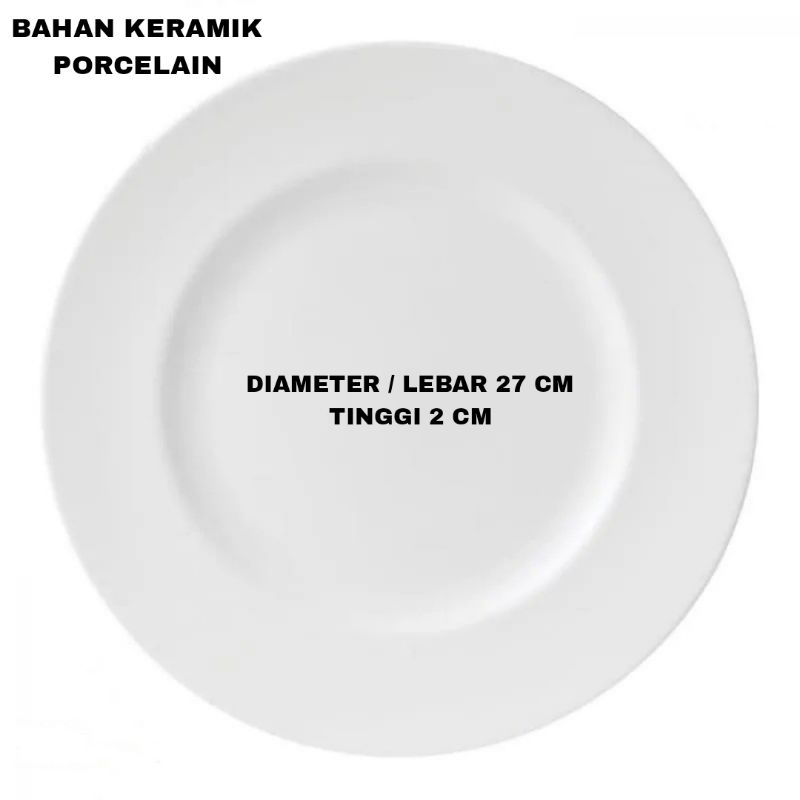 Jual Piring Makan Ceper Keramik Porcelain Ukuran Cm Putih Polos