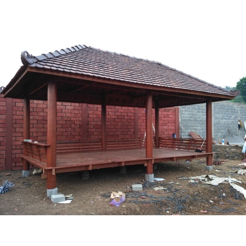 Jual Gazebo Besar Ukuran X Meter Kayu Kelapa Atap Genteng Tanah Model