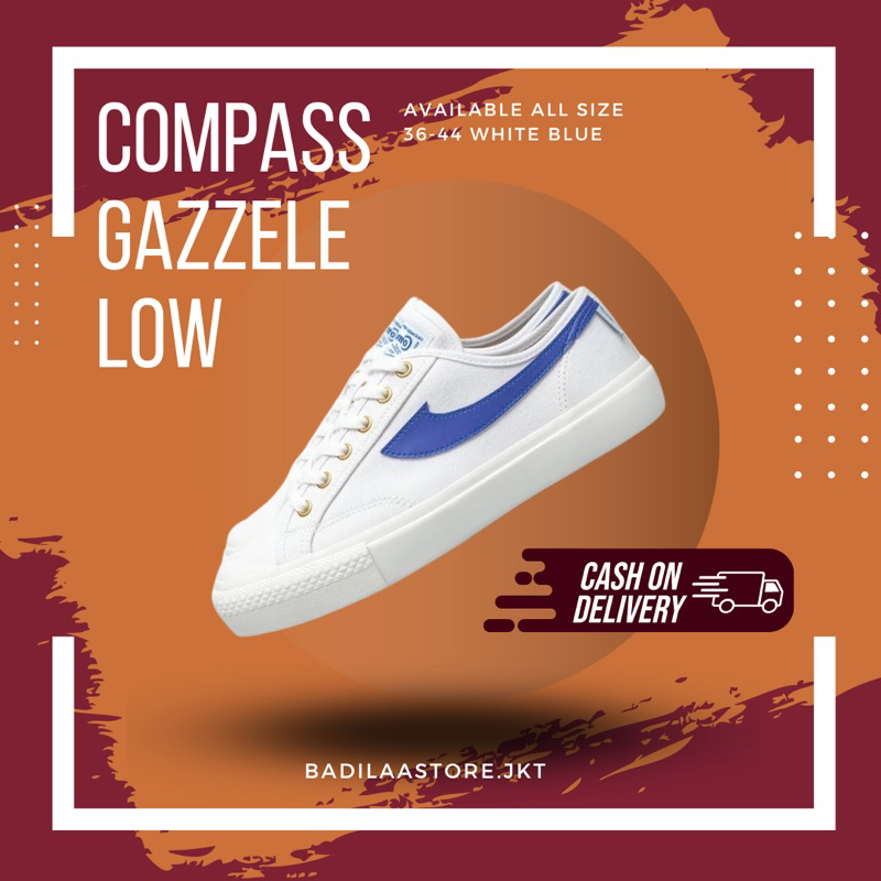 Jual ORIGINAL TERMURAH Compass Gazelle Low White Blue Shopee Indonesia