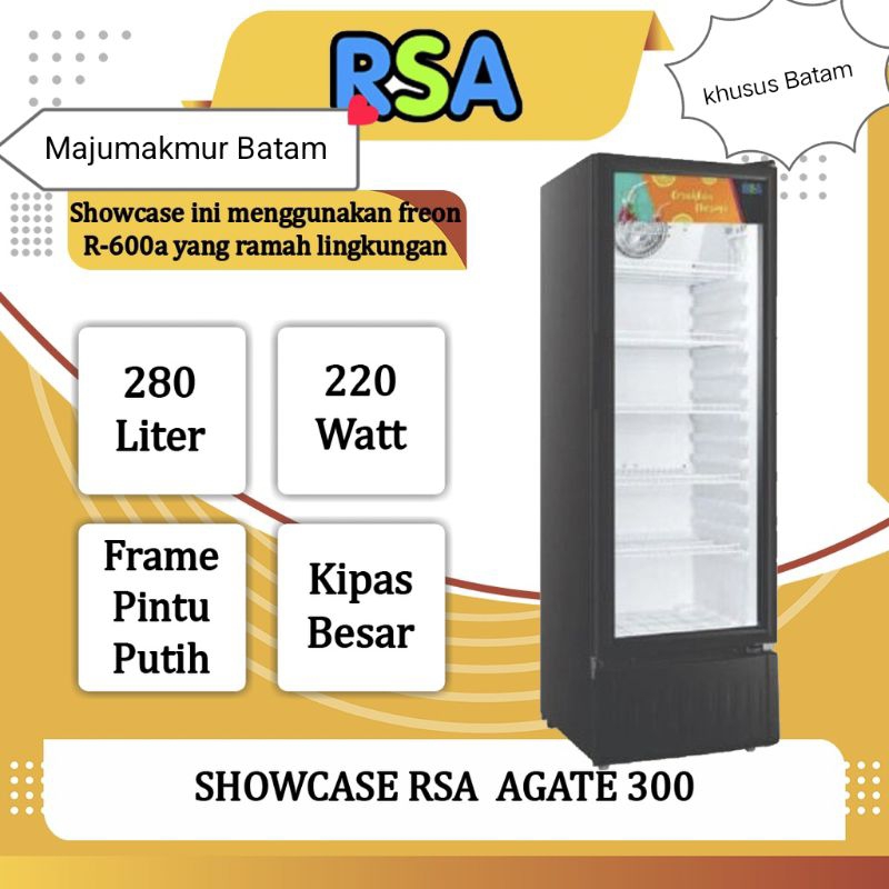 Jual SHOWCASE RSA AGATE 300N 5 RAK DISPLAY COOLER KHUSUS BATAM