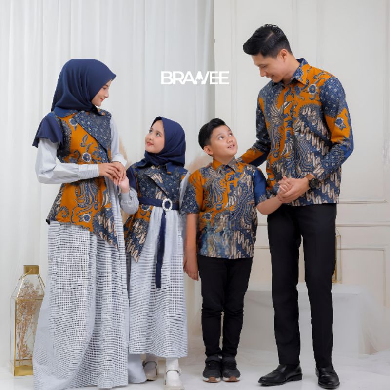 Jual Brawee Batik Couple Keluarga Motif Seno Strimin Navi Shopee