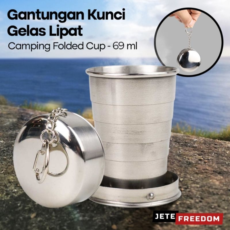 Jual Gantungan Kunci Gelas Lipat Cangkir Portable Camping Folded Cup