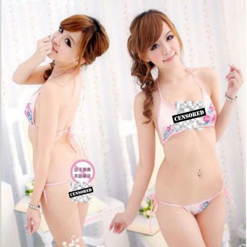 Jual Lingerie Set Bra Dan G String Transparant Pita Bunga Seksi Baju