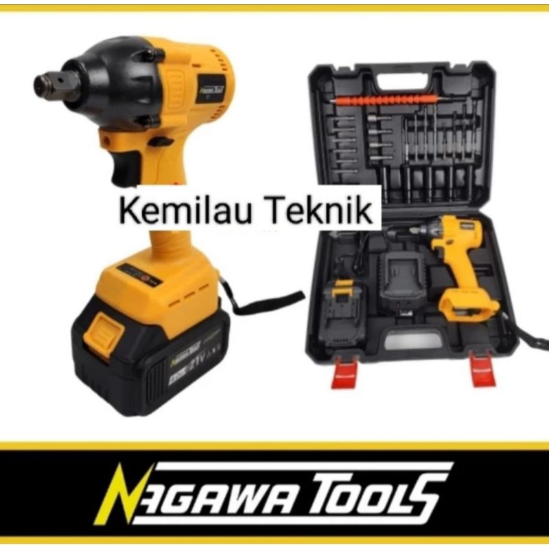 Jual Mesin Bor Cordless Impact Wrench Nagawa Brushless Baterai V