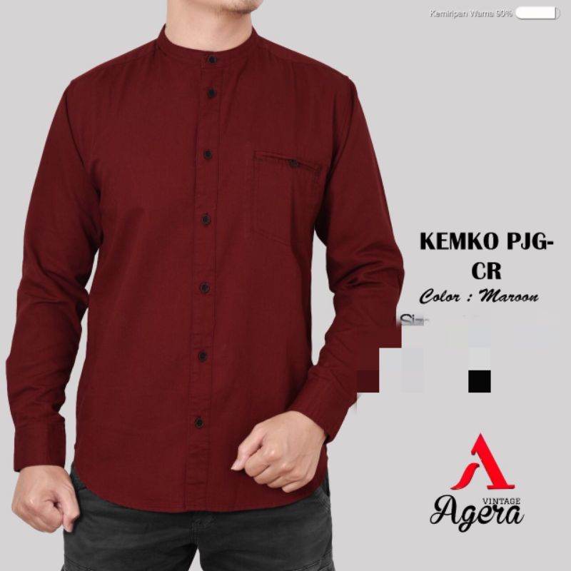 Jual Baju Kemeja Koko Kancing Full Tangan Panjang Original Agera