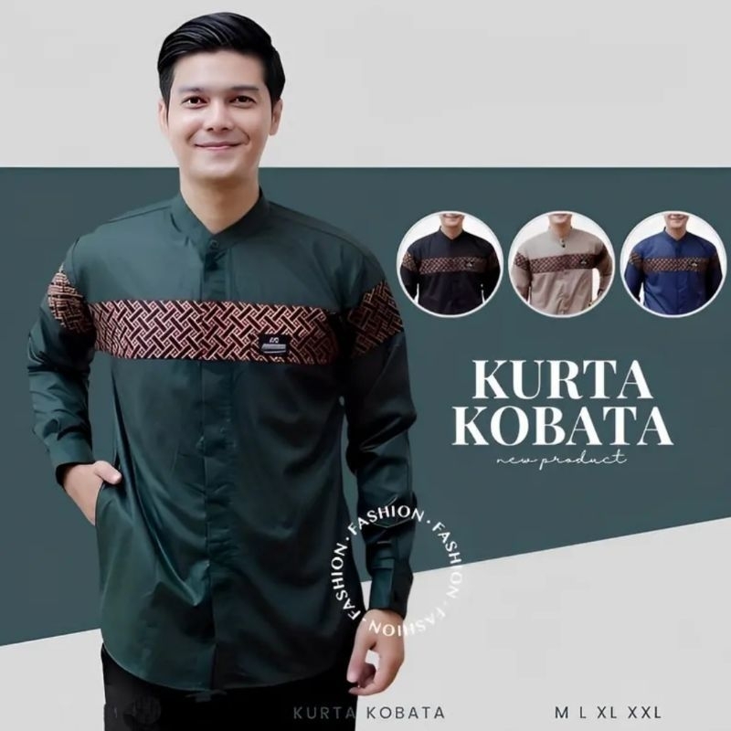 Jual Baju Koko Pria Terbaru Kombinasi Batik Lengan Panjang Shopee