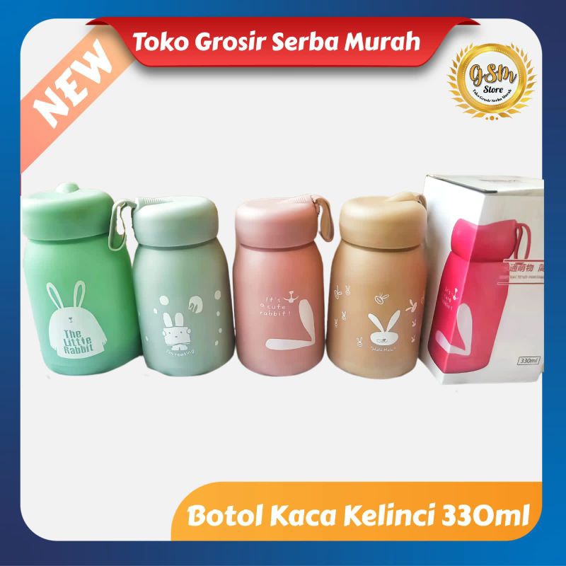 Jual Botol Minum Kaca Bening Motif Rabbit Lucu Termos Motif Rabbit